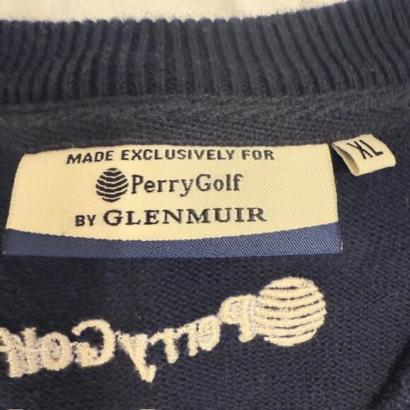 Perry Golf Sweater Mens XL Argyle Plaid V-Neck Cotton Pullover Vest Preppy - Picture 3 of 10